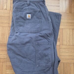 Lined Carhartt Gray Carpenter Pants | Loose Fit Size 10 Regular